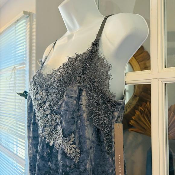 Anthropologie Porridge Tessie Silver Grey Velvet Dress NWT Small - Picture 8 of 13